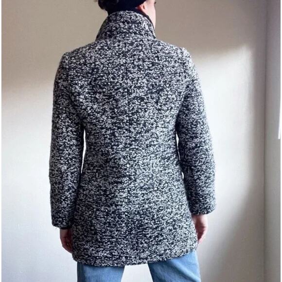 J Crew Coat Italian Wool Lodge Tweed Zip Up in Boucle Speckled Black White 6P‎ - Picture 2 of 12